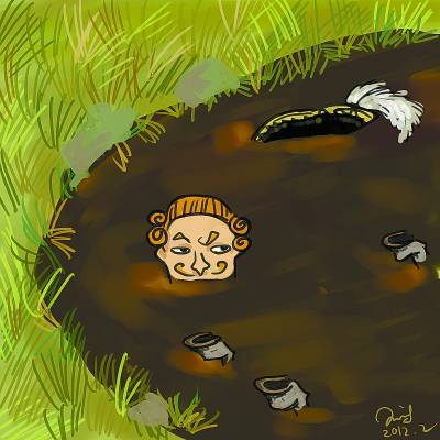 陷入沼泽的动画图片